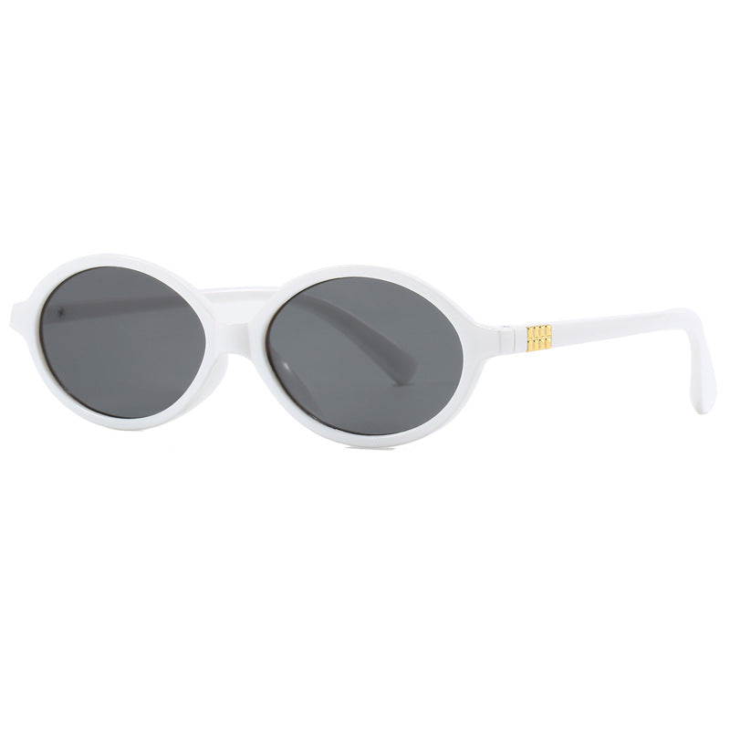 Damen modische Sonnenbrille mit ovalem Rahmen und goldenen Akzenten Karnz