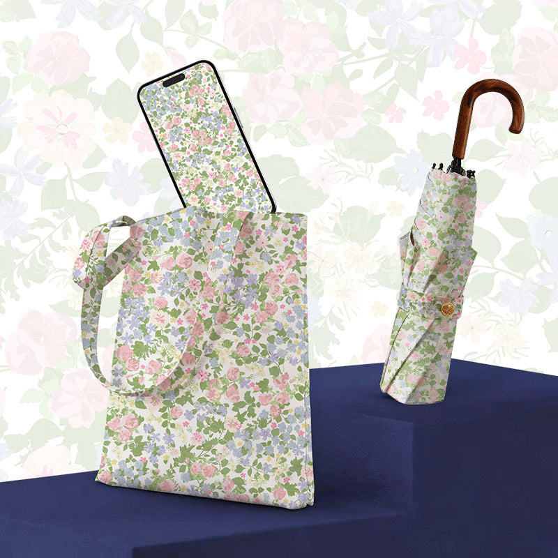 Damen Faltbarer Regenschirm mit exquisitem floralen Design Karnz