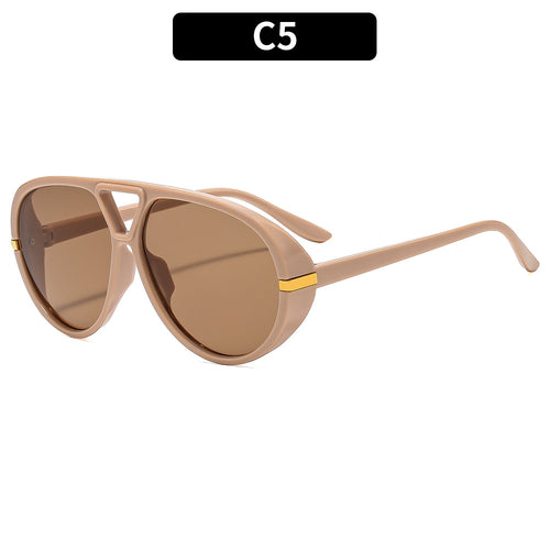 Oversized Shield-Sonnenbrille mit dekorativen Akzenten