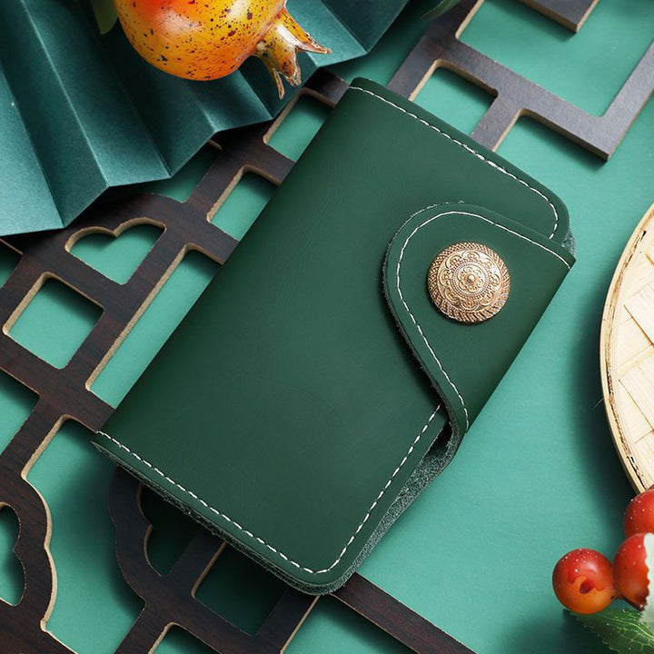 Luxuriöser Leder-Kartenhalter mit Druckknopfverschluss Karnz