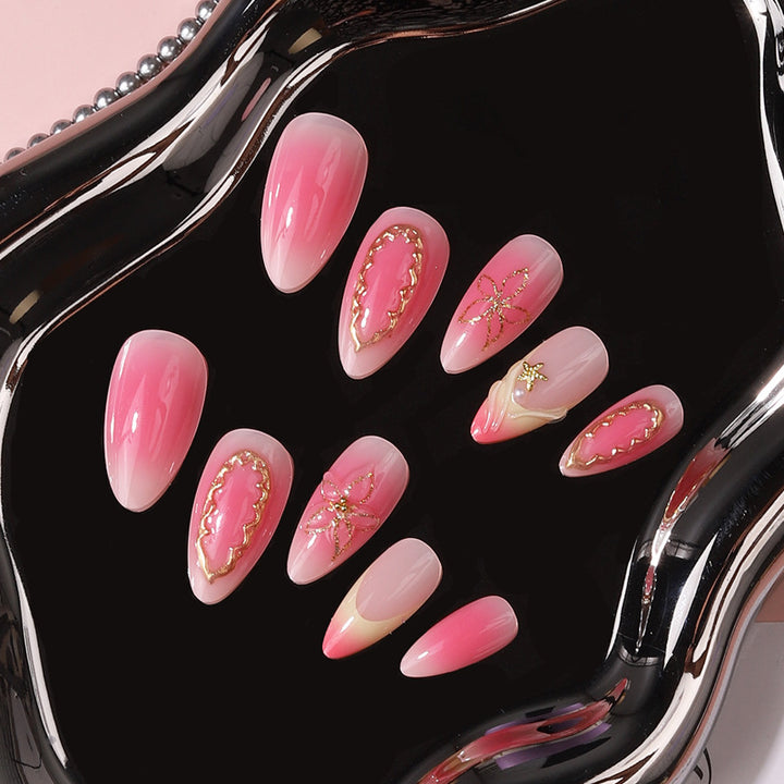Elegante abstrakte Press-On-Nagelset Karnz
