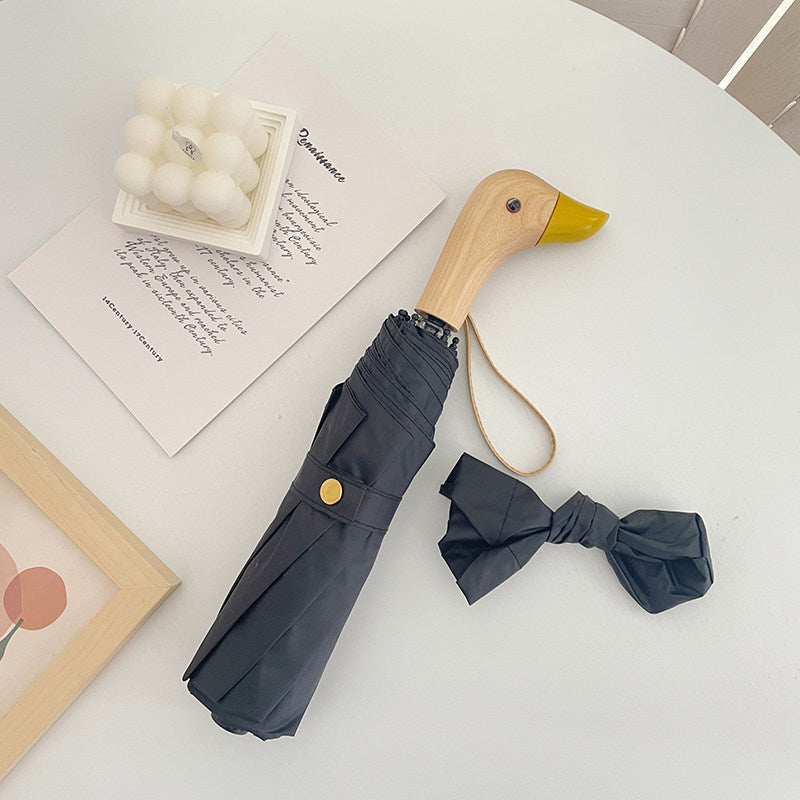 Damen Faltbarer Regenschirm mit einzigartigem Enten-Griff Karnz