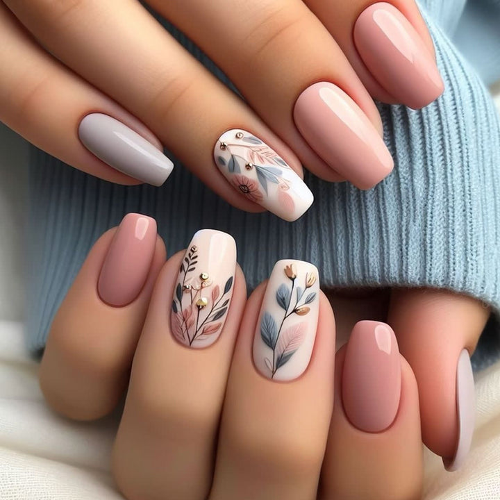 Botanische florale Press-On Nagelkunst Karnz