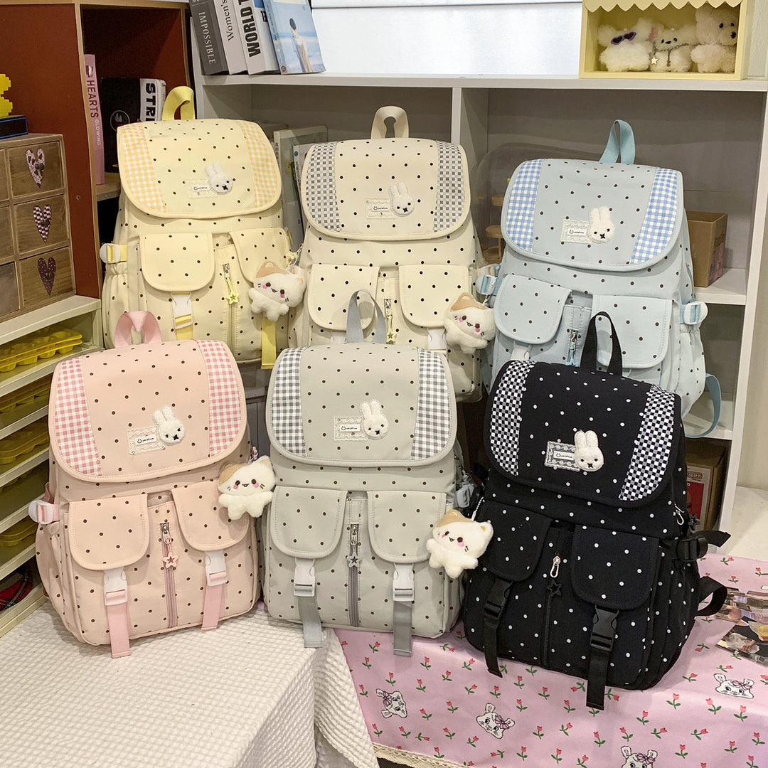 Niedlicher Illustrierter Polka Dot Rucksack Karnz