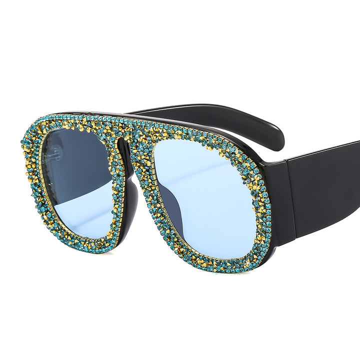 Damen auffällige Sonnenbrille mit Kristallverzierung Karnz