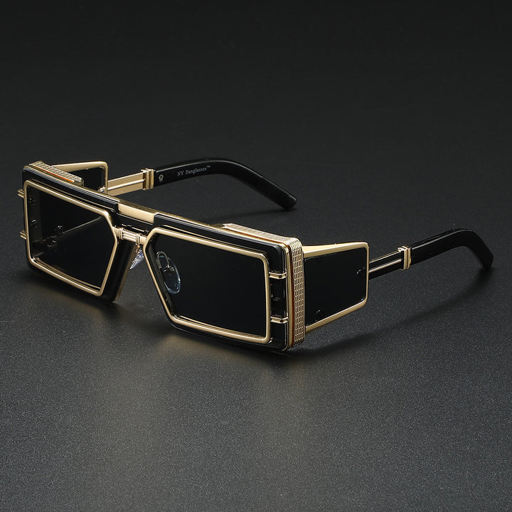Damen Modische Designer-Sonnenbrille mit großzügigem Rahmen und stilvollem Akzent Karnz