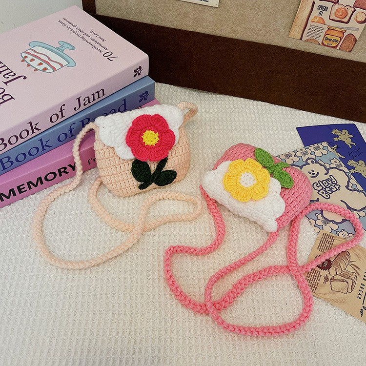 Blumenmuster Häkel Mini Tasche