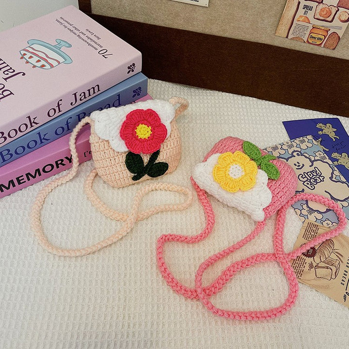 Blumenmuster Häkel Mini Tasche