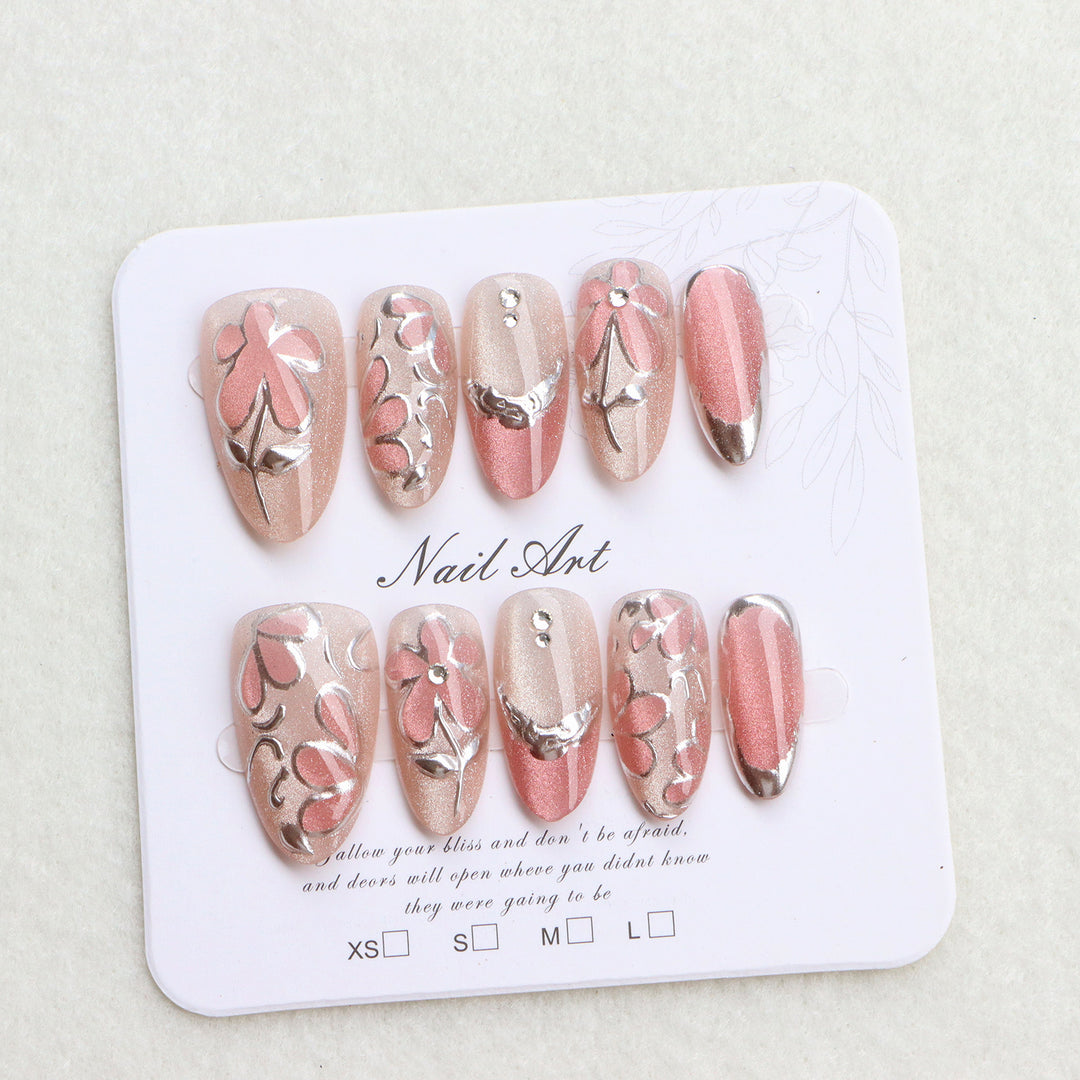 Elegantes floral design press-on nagel set Karnz