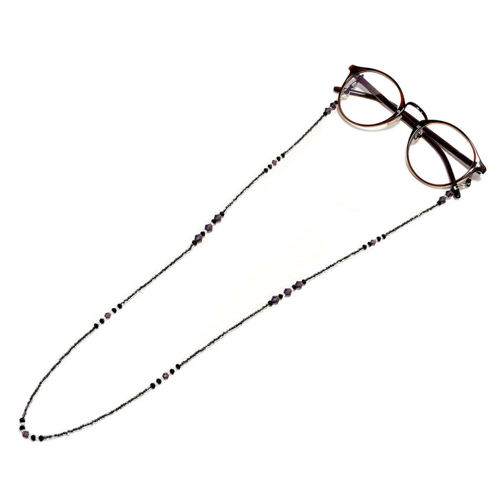 Elegante lila Perlen Brille Kette Karnz