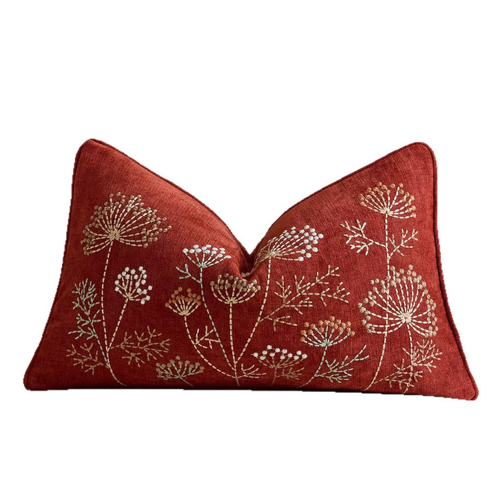 Quadratisches gesticktes Kissenbezug aus Leinen-Mischgewebe mit Paspelrand