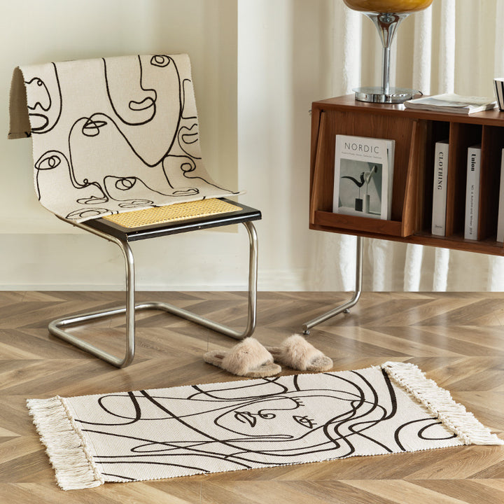 Gewebtes Tischset aus Baumwolle mit abstrakter Linienkunst Karnz