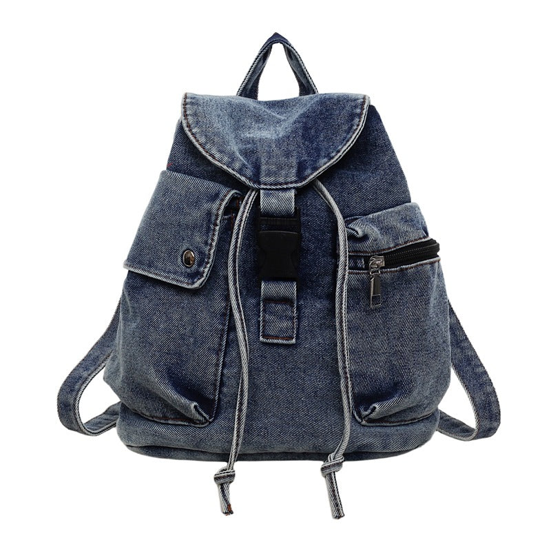 Lässiger Denim Kordelzug-Rucksack Karnz