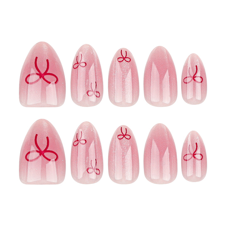 Künstliche Nagelkunst mit Schleifenmotiv Karnz