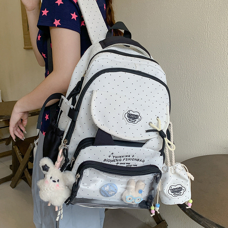 Polka Dots Design Rucksack mit mehreren Fächern Karnz