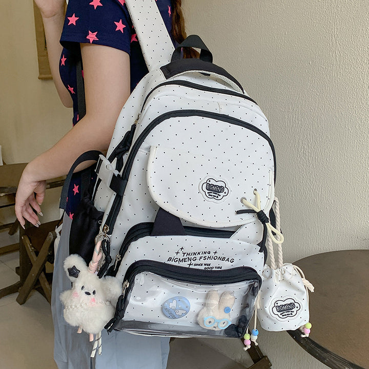 Polka Dots Design Rucksack mit mehreren Fächern Karnz