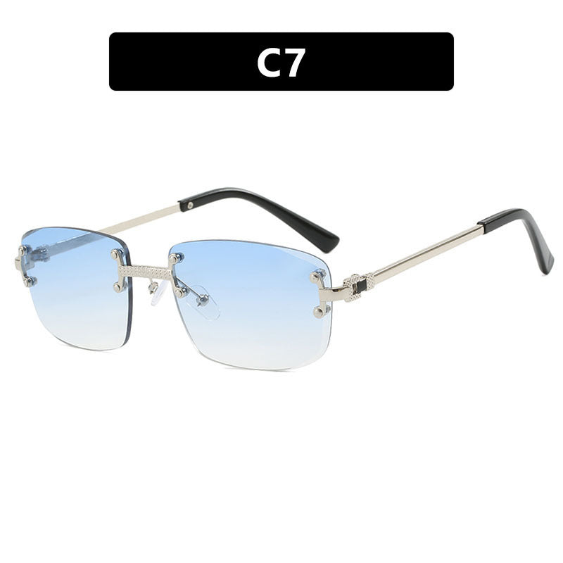 Damen elegante quadratische Sonnenbrille mit transparenten Gläsern und hochwertigem Metallrahmen Karnz