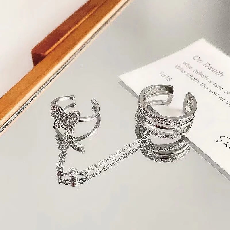 Verspieltes Ring-Set mit Schmetterlings-Elementen Karnz