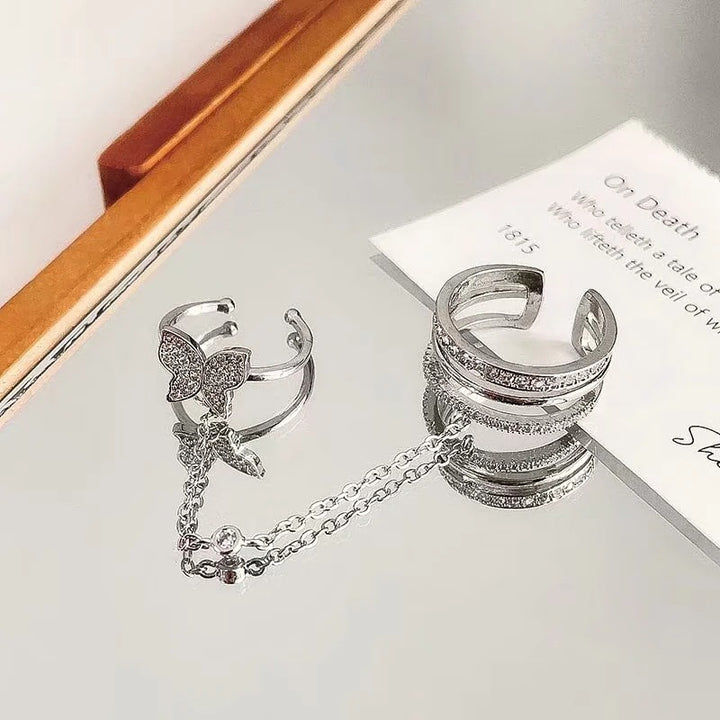Verspieltes Ring-Set mit Schmetterlings-Elementen Karnz