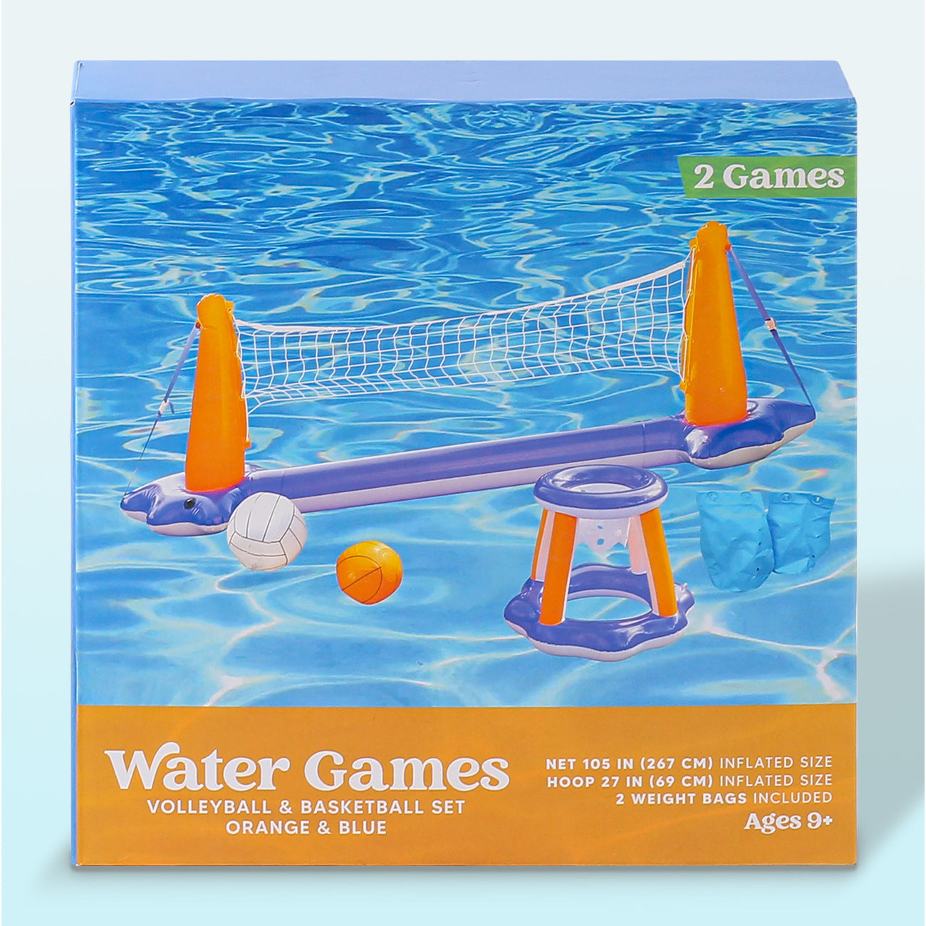 Unisex Aufblasbares Wasser-Spielset mit Volleyball- und Basketballnetz Karnz