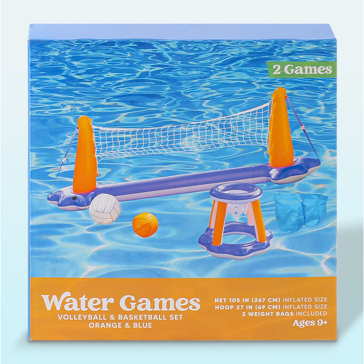 Unisex Aufblasbares Wasser-Spielset mit Volleyball- und Basketballnetz Karnz