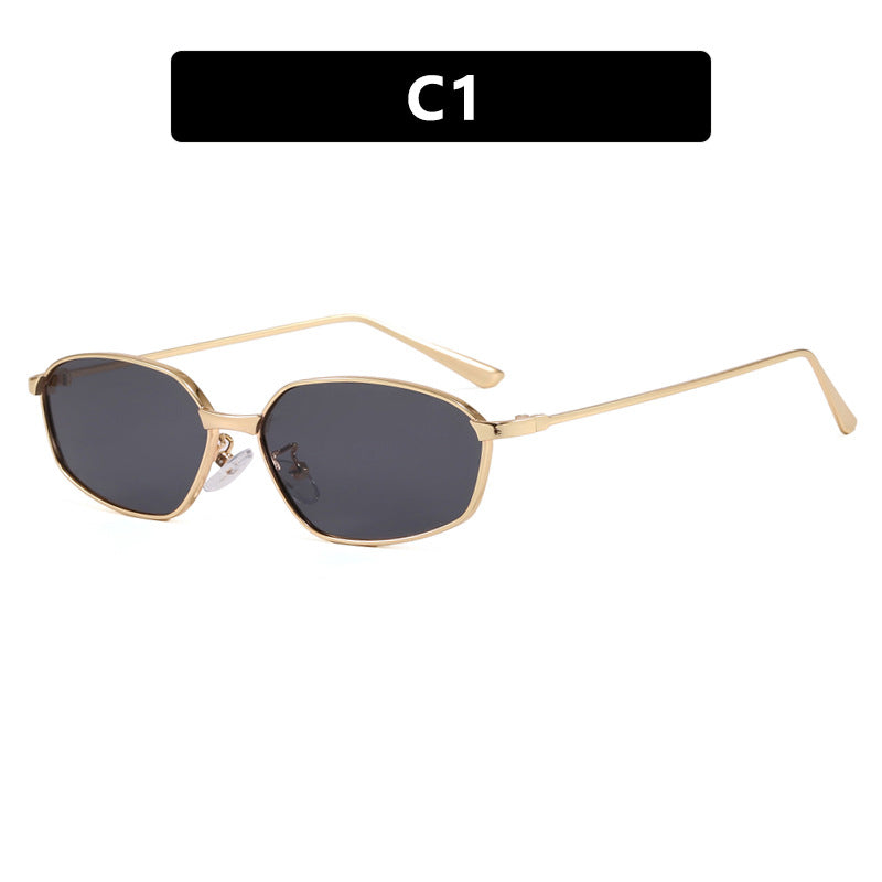 Damen geometrische Sonnenbrille mit schützendem UV-Filter und minimalistischem Metallrahmen Karnz