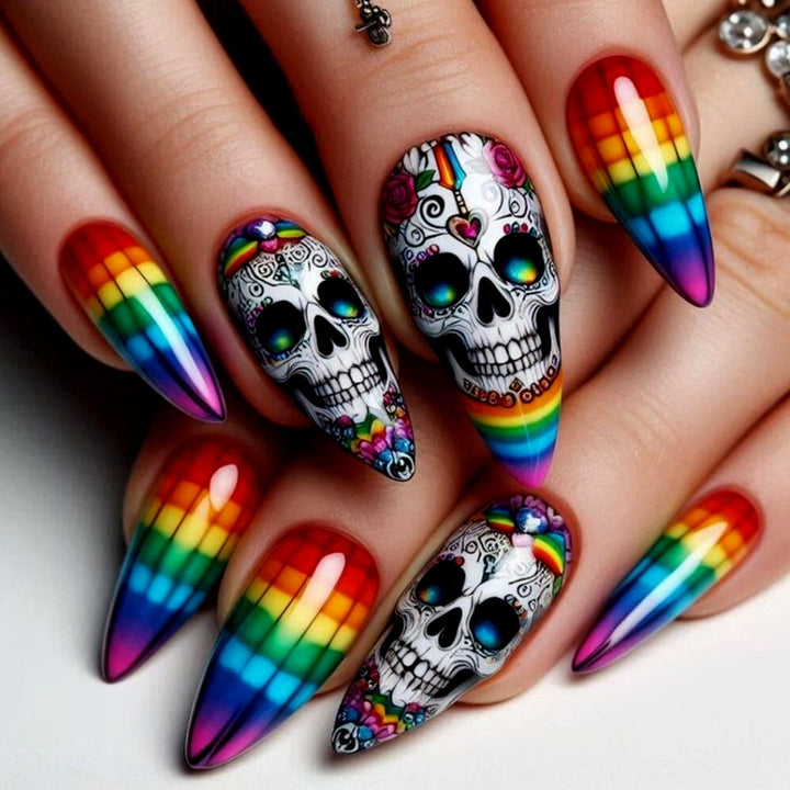Künstlerisches Skull-Design Nagelkunstverlängerungen Karnz