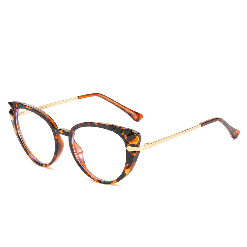 Damen Cat-Eye Korrektionsbrille mit glänzendem Kunststoffrahmen und goldenen Akzenten Karnz