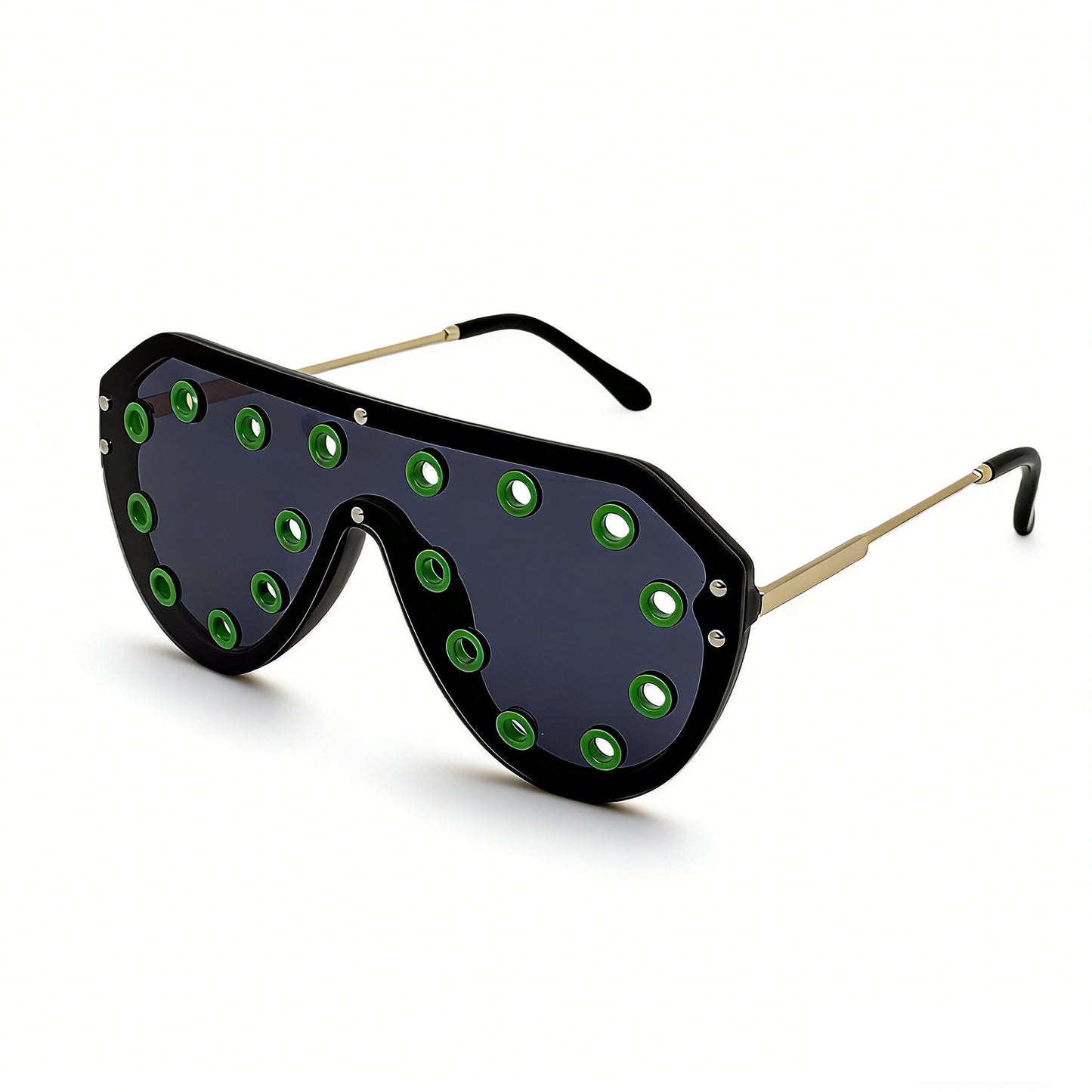 Damen Statement-Sonnenbrille im futuristischen Design mit dekorativen Elementen Karnz