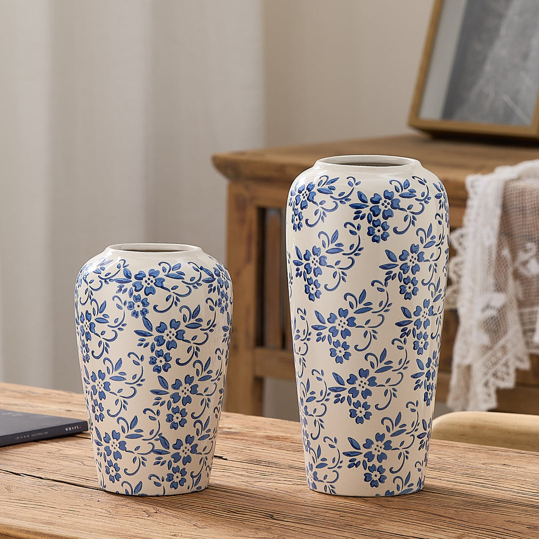 Elegante Keramikvase im Blumenmuster Karnz
