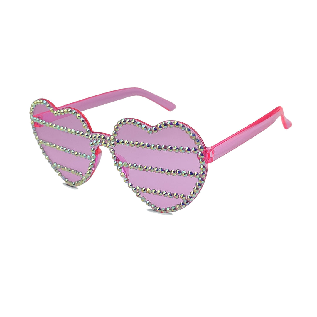 Damen Herzförmige Sonnenbrille mit funkelndem Strassmuster Karnz