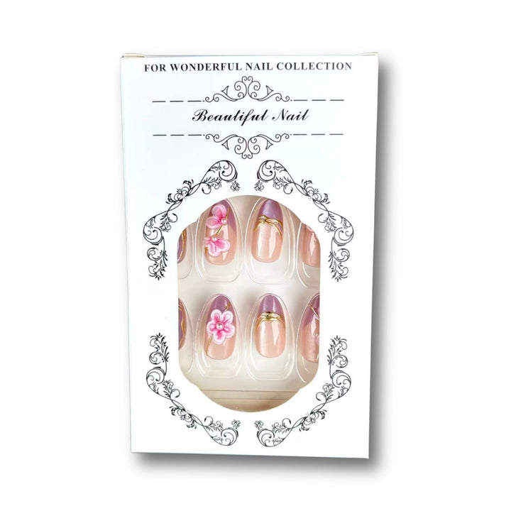 Elegantes floral-designtes Press-On Nagelset