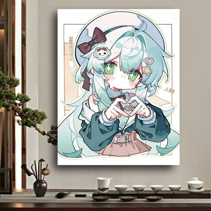 Verspielt Anime-Charakter Leinwand Kunst Karnz