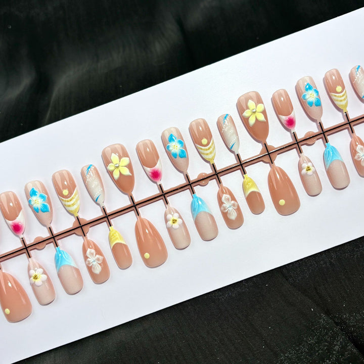 Elegante Polka Dot und Spitzen Press-On Nagel Set
