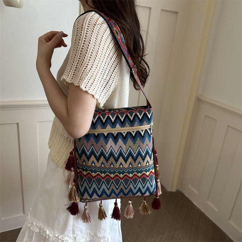 Bohemian Gewebte Schultertasche