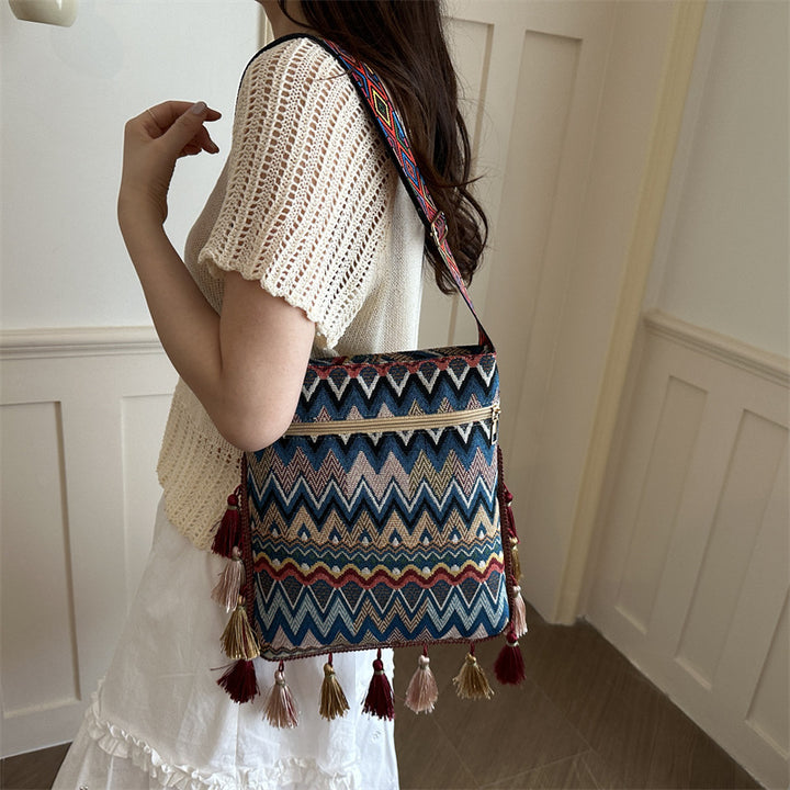 Bohemian Gewebte Schultertasche
