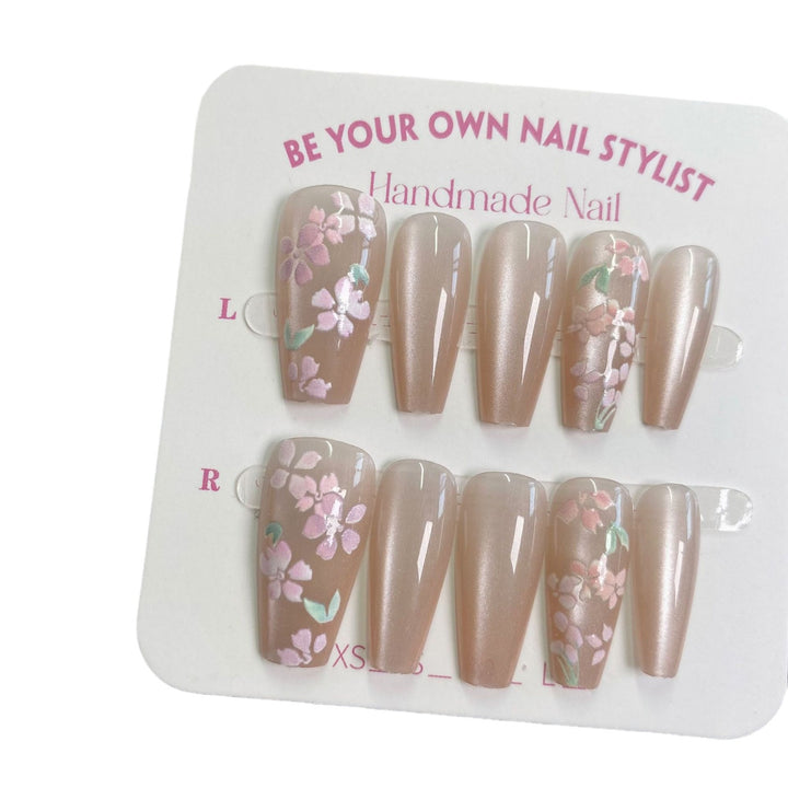 Elegantes Floral Acryl Druck-Nagel-Set