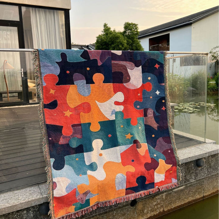 Puzzle-muster gewebte Wurfdecke
