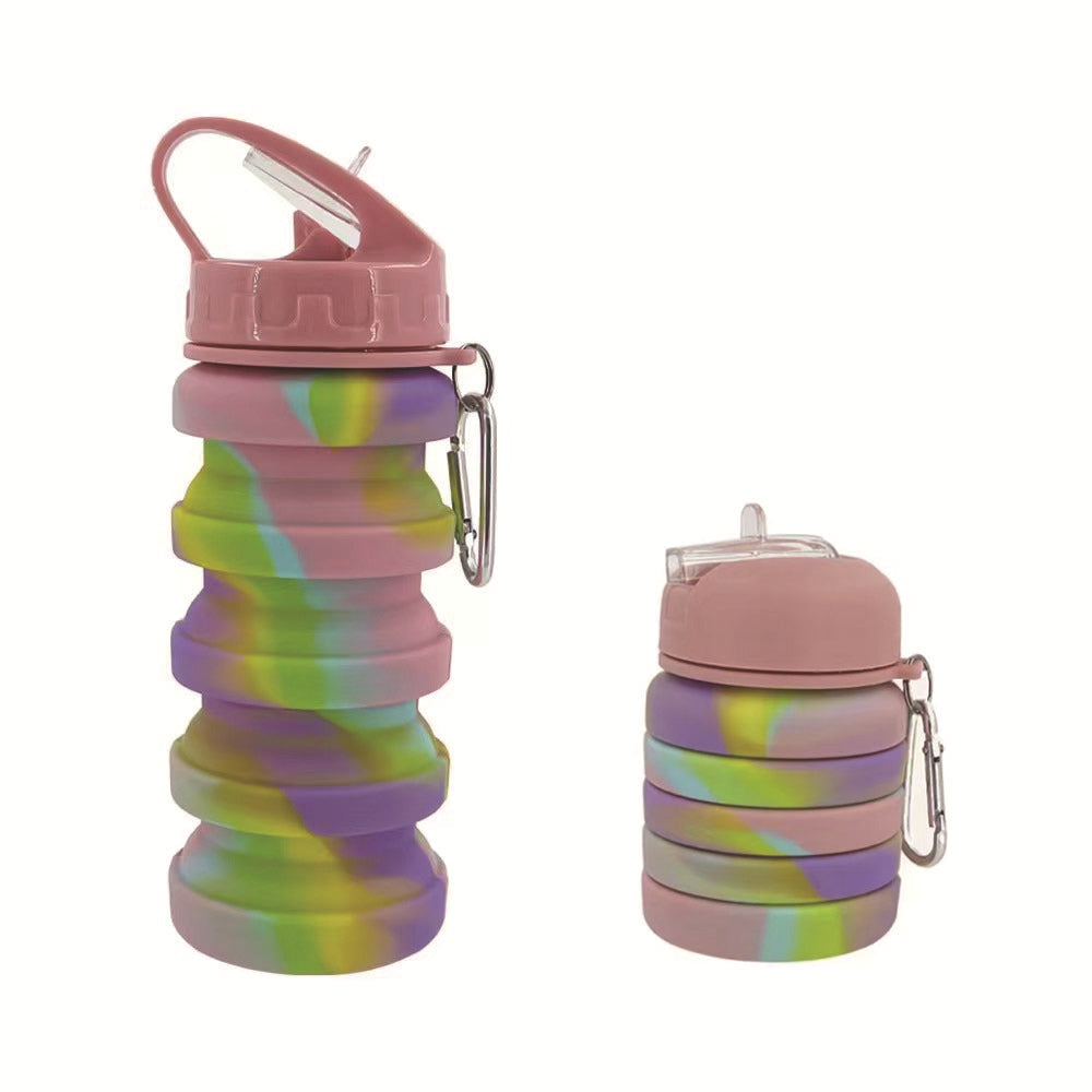 Damen Faltbare Silikon Trinkflasche mit Karabiner Karnz