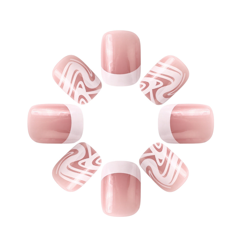 Künstlerisches Press-On-Nagelset mit Marmor- und Texturdesign Karnz