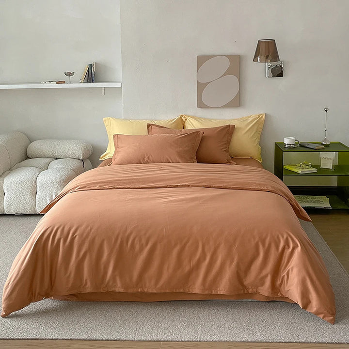 Wendbare Baumwoll-Satin-Bettwäschegarnitur mit seidig-mattem Finish und Hotelverschluss
