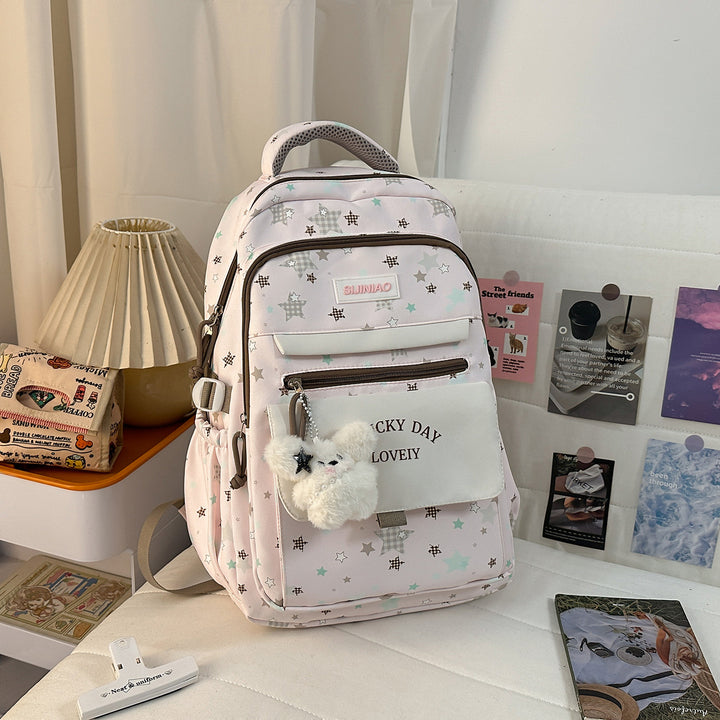 Mehrfach-Taschen Rucksack mit Plüsch Charm Karnz