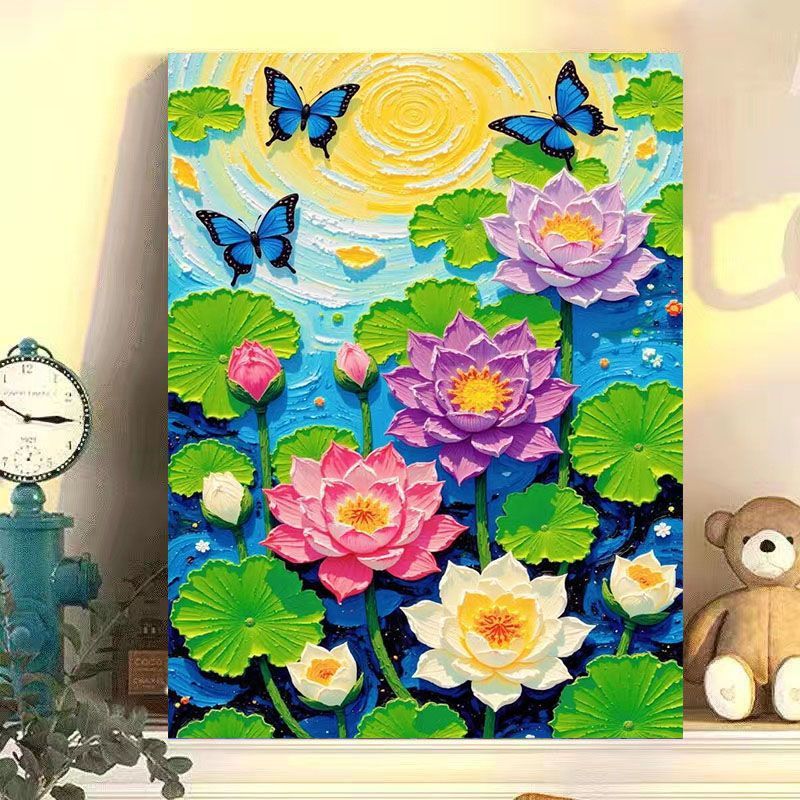 Elegante Floral Lotus Leinwand Kunst Karnz