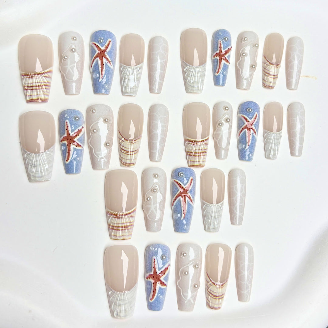 Küsten-Themen Press-On Nagelkunst Set