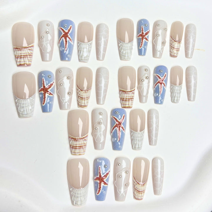 Küsten-Themen Press-On Nagelkunst Set