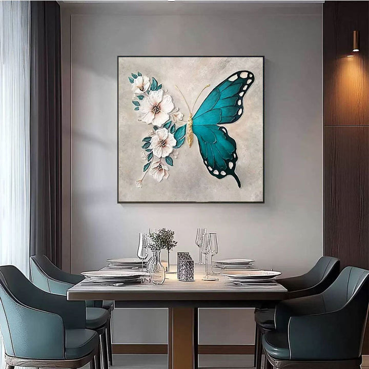 3D Schmetterling Blumen Wandkunst