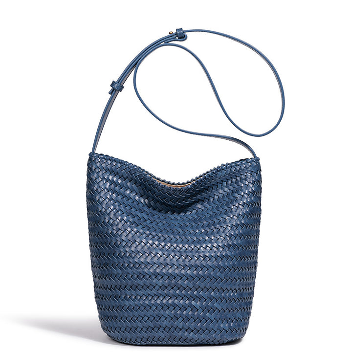 Handgewebte Leder Eimer Tasche Karnz