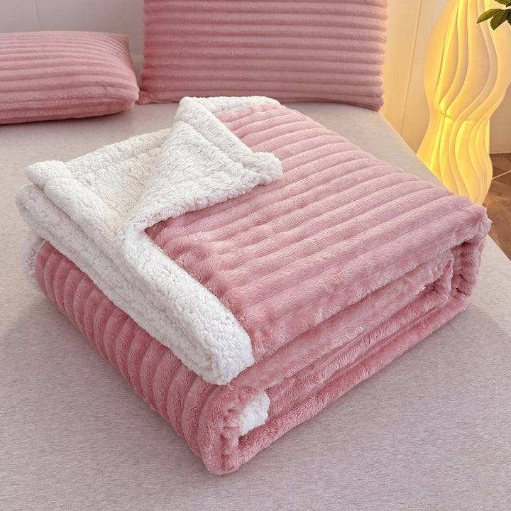 Luxuriöse Plüsch Streifen Fleece Decke