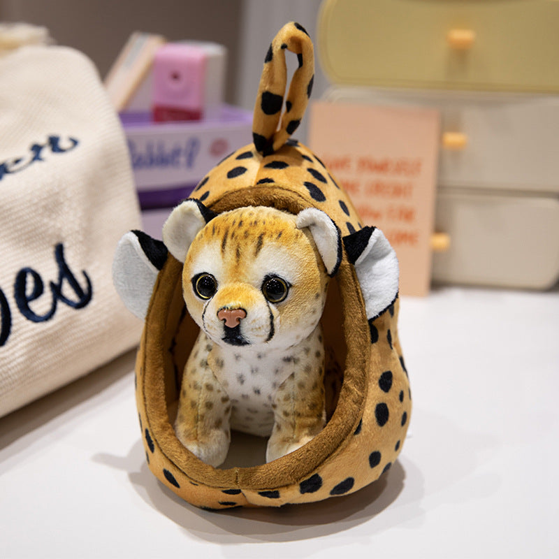 Plüsch Tiger Peekaboo Nest Komforter Spielzeug mit Kapuzen-Tasche und abnehmbarem Cub Karnz