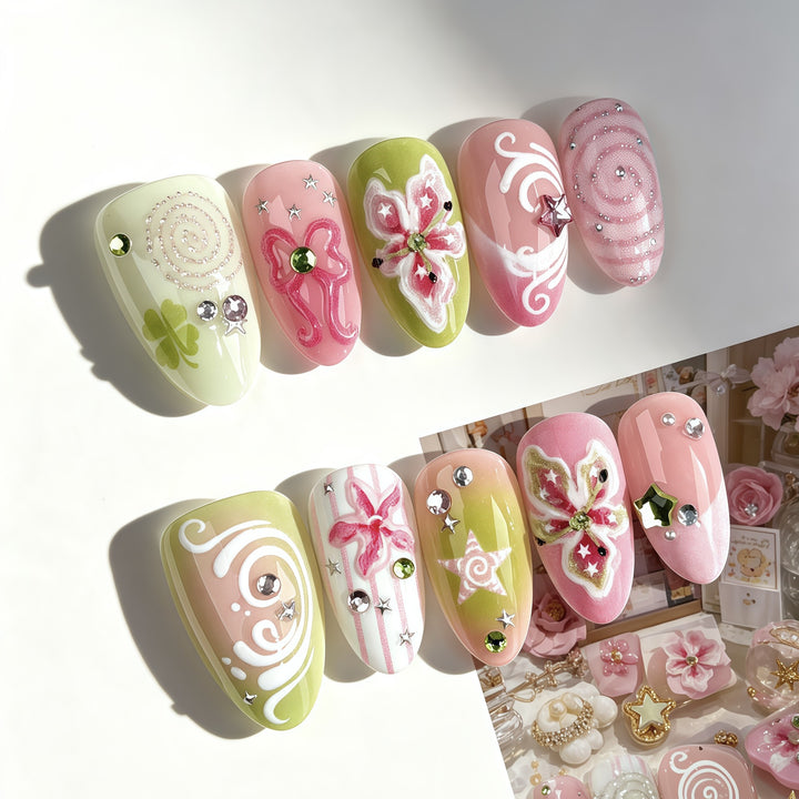 Dekoratives Floral Nail Art Press-On Set